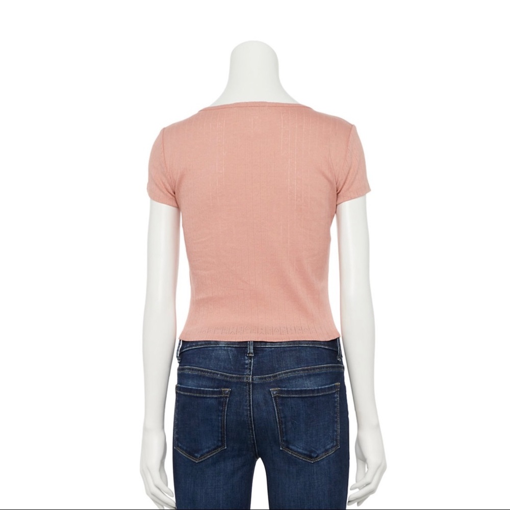 NWT Pink Republic Short Sleeve Henley Top White Juniors Size XXL - Picture 2 of 3